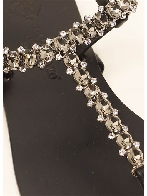 Black jeweled Capri sandals Da Costanzo | PIETREESWAROVSKINERO